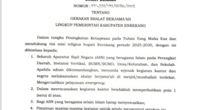 Bupati Enrekang YR, Keluarkan Edaran agar ASN Rajin Ibadah