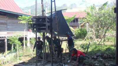 Satgas TMMD Ke 125 Bangun Sumur Bor untuk Warga Desa Pekalobean